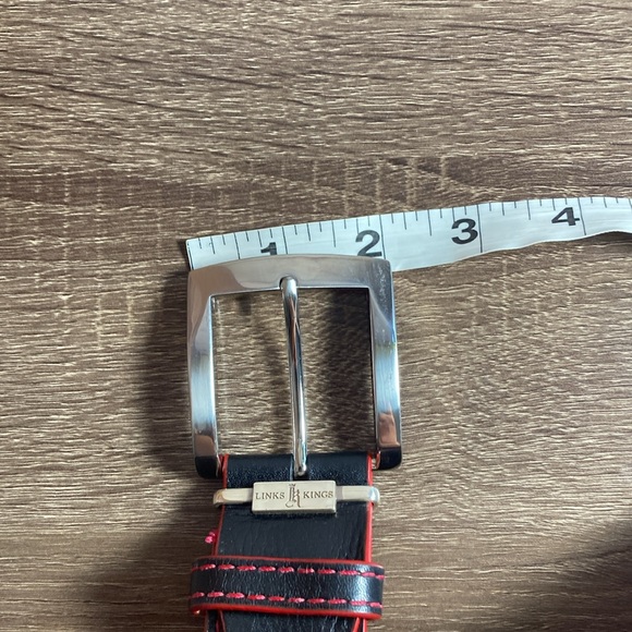 Mens Pre Owned Links & Kings Italian Smooth Leather Golf Belt Size 40 Black &Red - Picture 11 of 11